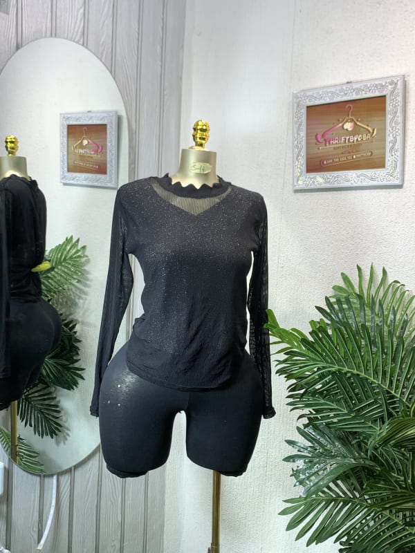Black Sheer Sparkle Top