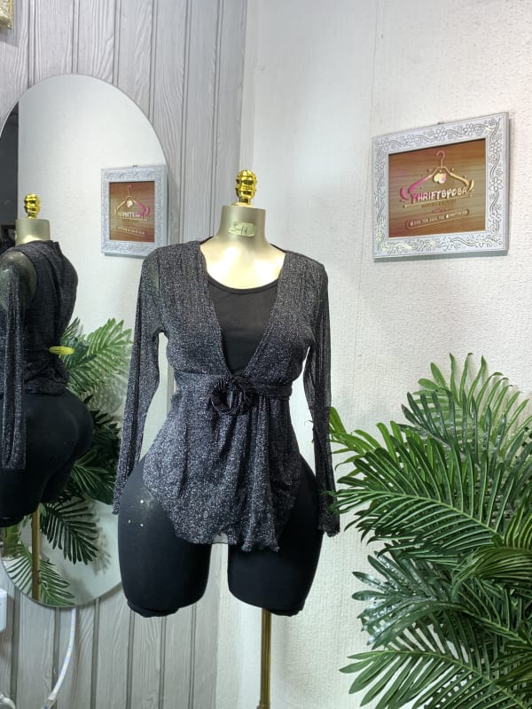 Sparkle Knit Tie Front Top