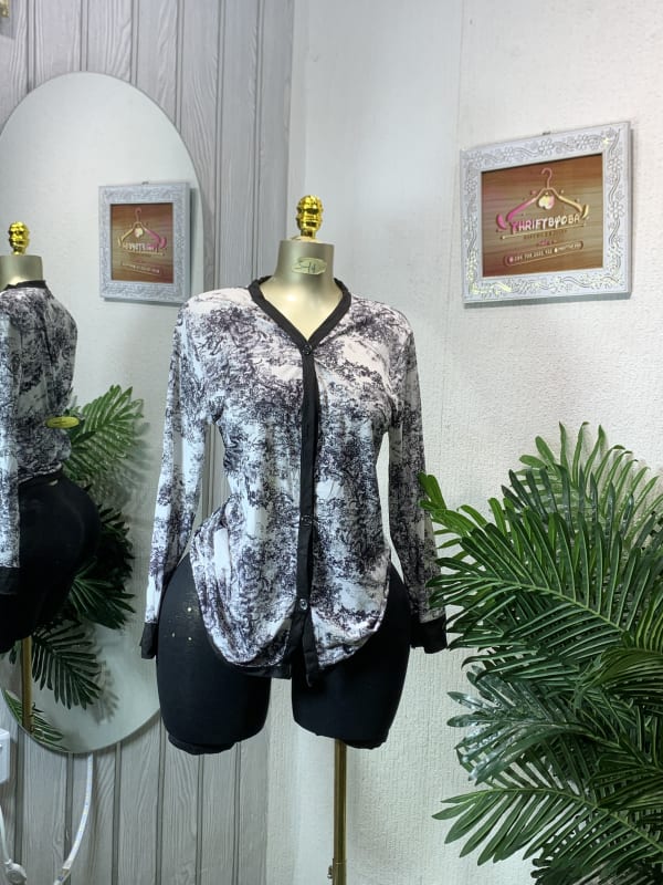 Abstract Print Button-Down Top