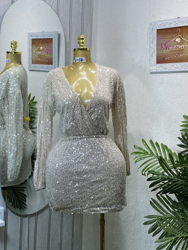 Sparkling Sequin Wrap Mini Dress