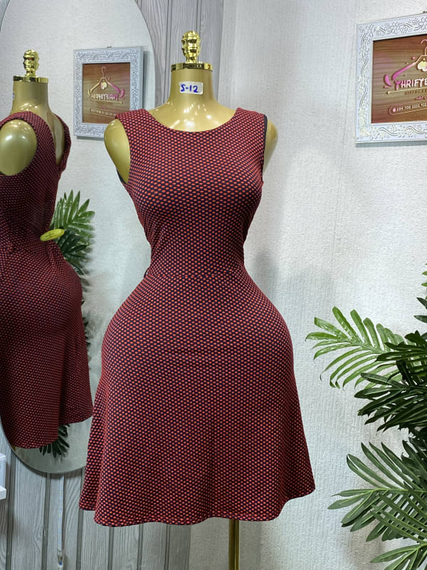 Women's Sleeveless A-Line Dress with Geometric Pattern