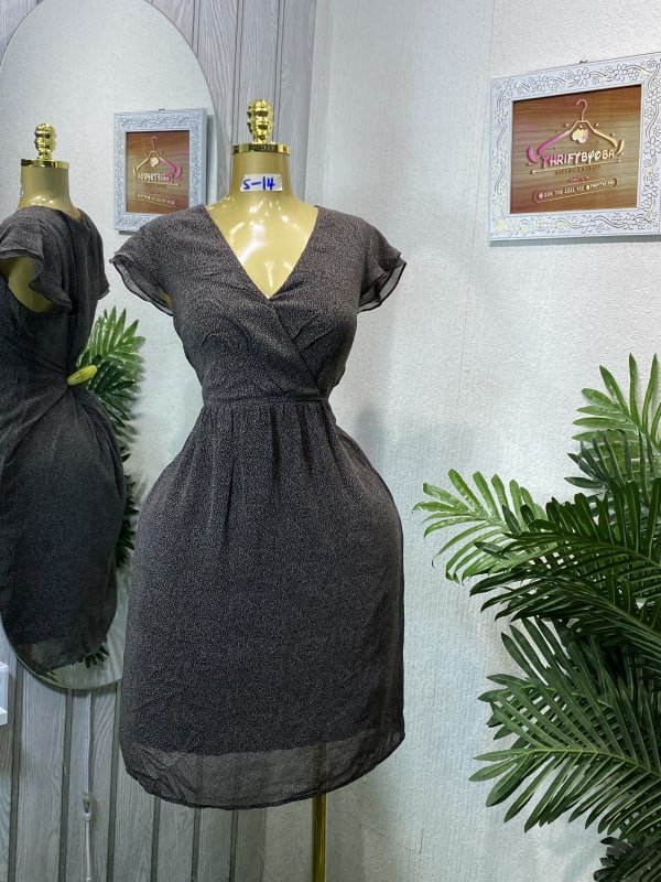 Elegant V-Neck Dotted Fit & Flare Mini Dress