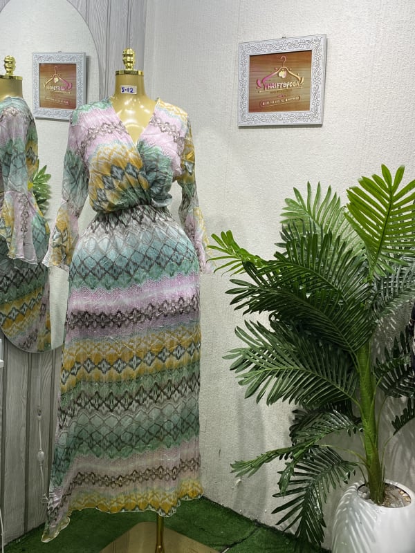 Bohemian Print Wrap Maxi Dress