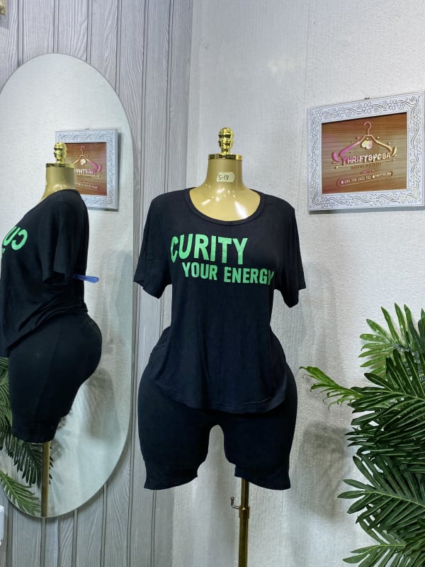 Curity Your Energy Black T-shirt & Shorts Set