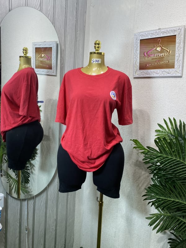 Red Graphic Tee & Black Biker Shorts Set