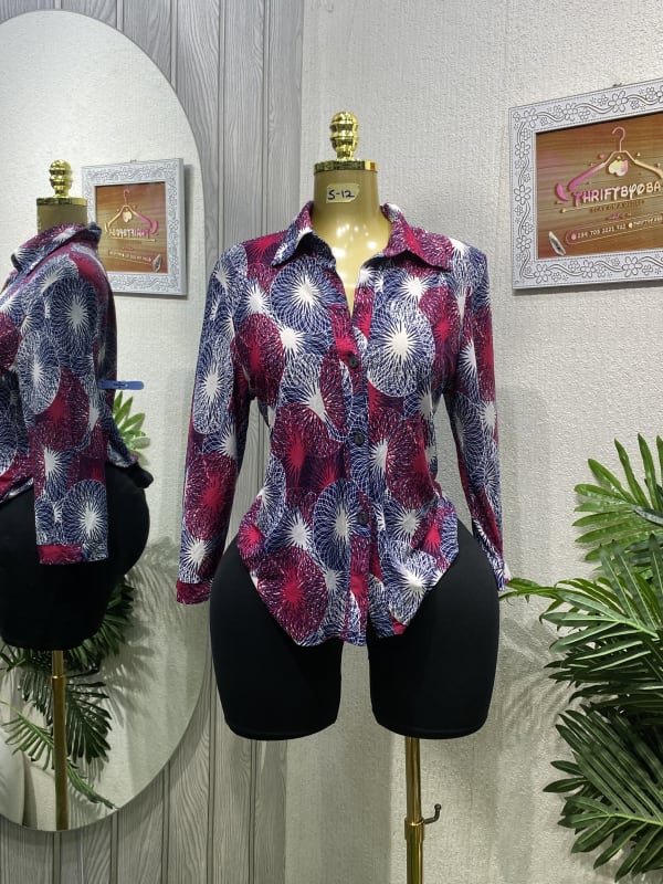 Women's Abstract Print Button-Up Shirt