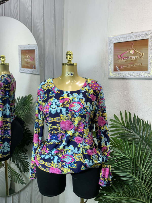 Vibrant Floral Long Sleeve Top - Women's Casual Blouse