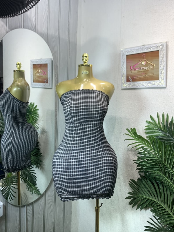 Gingham Strapless Bodycon Mini Dress