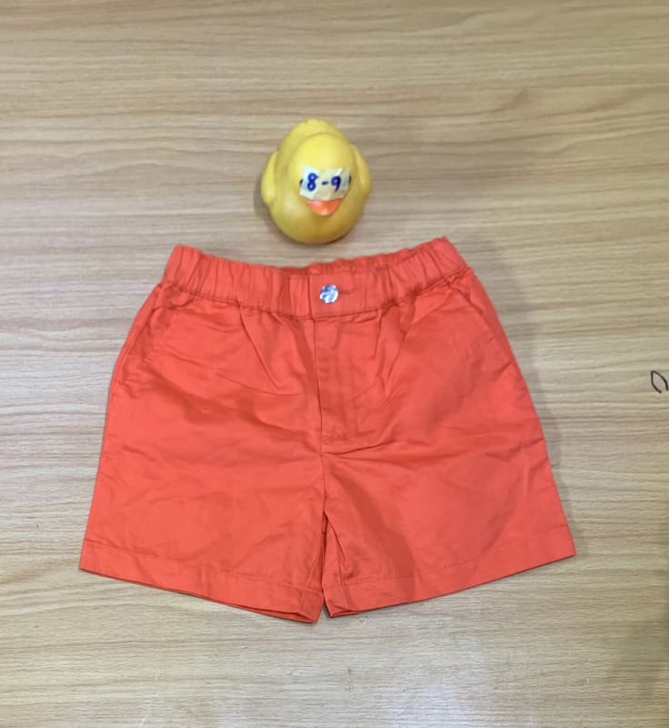 Kids' Vibrant Orange Elastic Waist Cotton Shorts