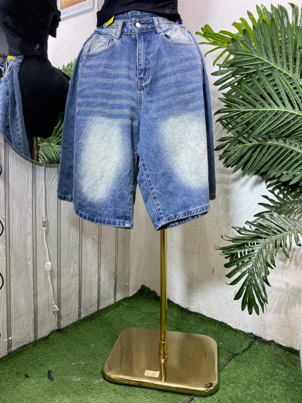 Women's Loose Fit Washed Denim Bermuda Shorts