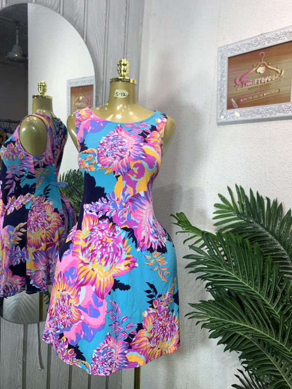 Vibrant Floral A-Line Mini Dress - Summer Sleeveless