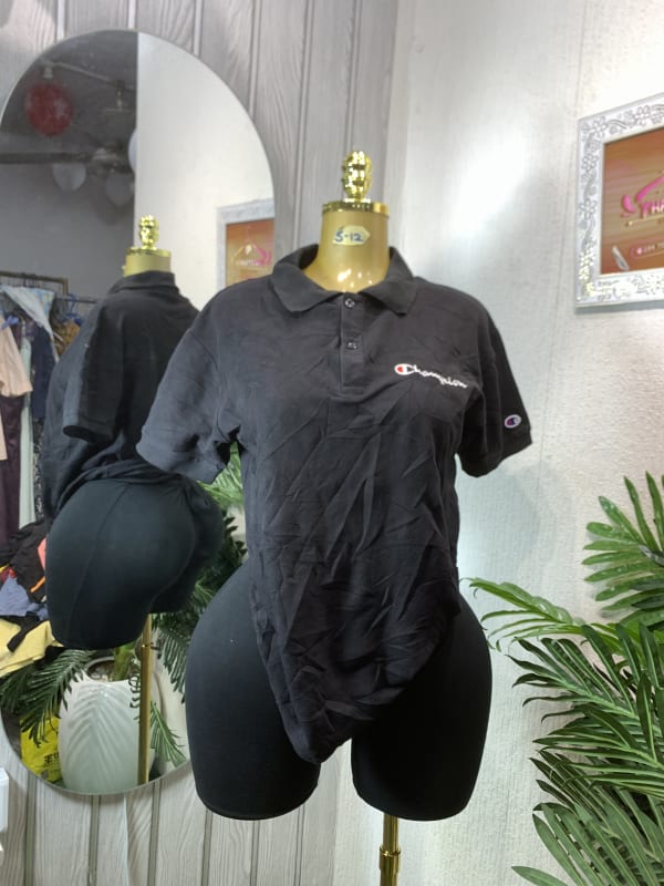 Champion Black Polo Shirt - Classic Short Sleeve Top