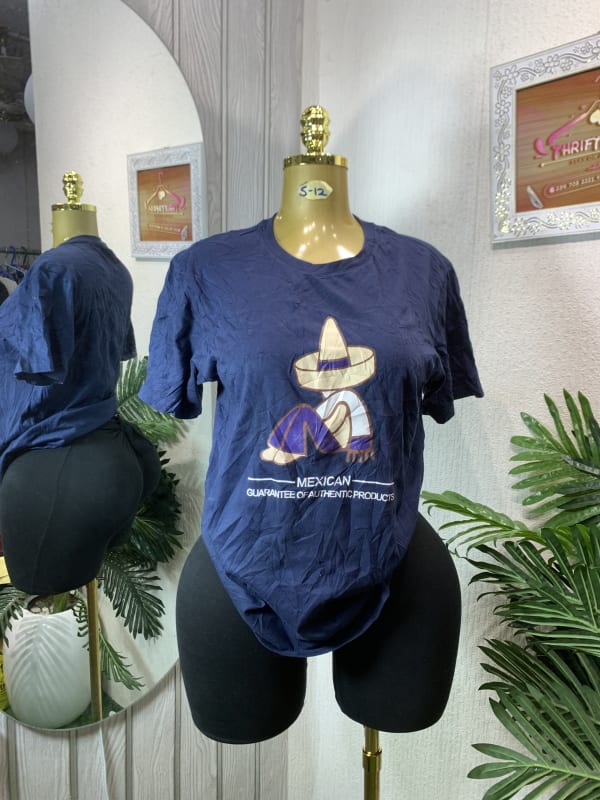 Navy Mexican Sombrero Graphic T-Shirt - Casual Style