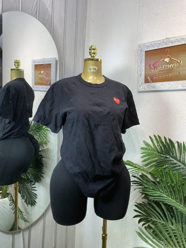 Comme Des Garcons Play Black T-Shirt with Red Heart - Size S-M