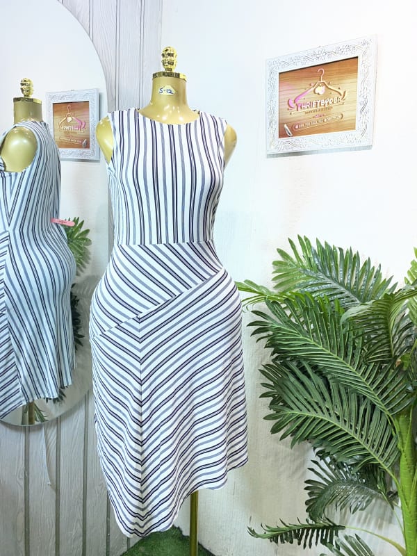 Striped Sleeveless Asymmetrical Hem Dress