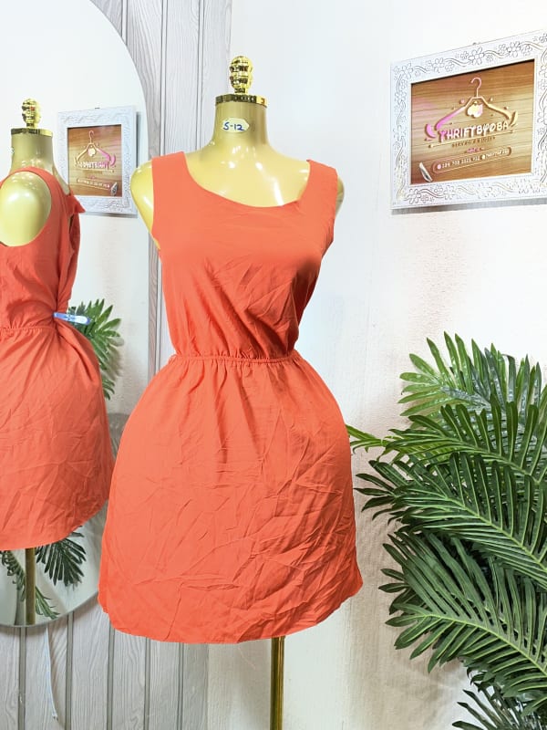 Orange Sleeveless A-Line Dress