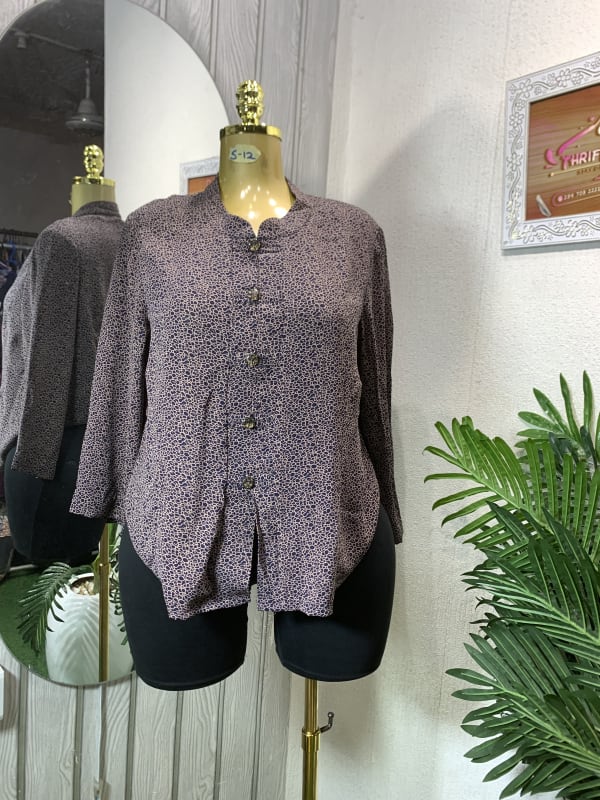 Women's Printed Long Sleeve Button-Up Shirt