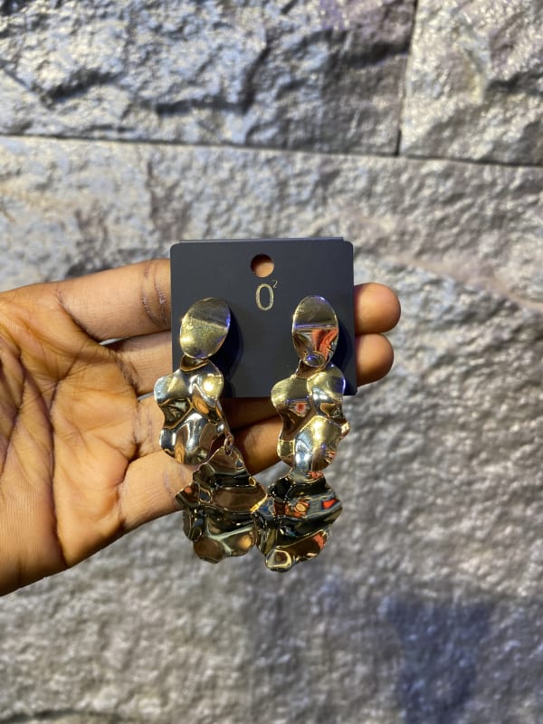 Gold Textured Drop Earrings - Unique Statement Jewelry