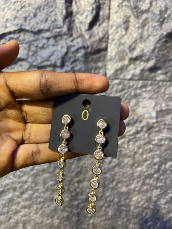 Glamour Gold Crystal Dangle Earrings for Her