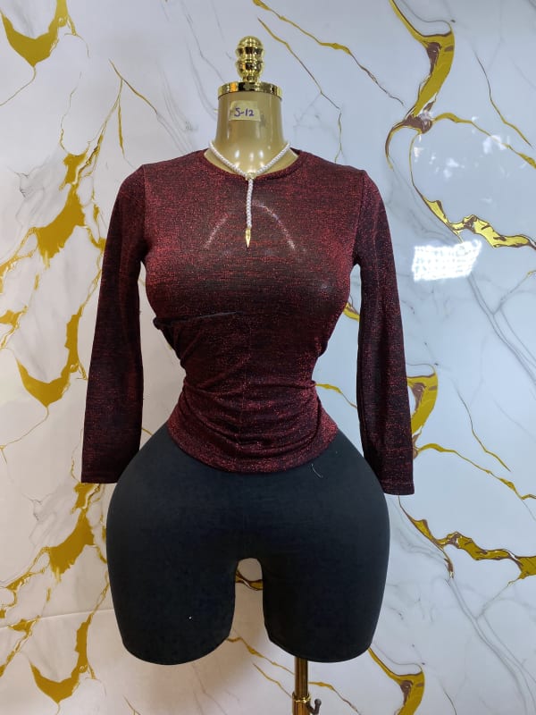 Sparkly Red Long Sleeve Top