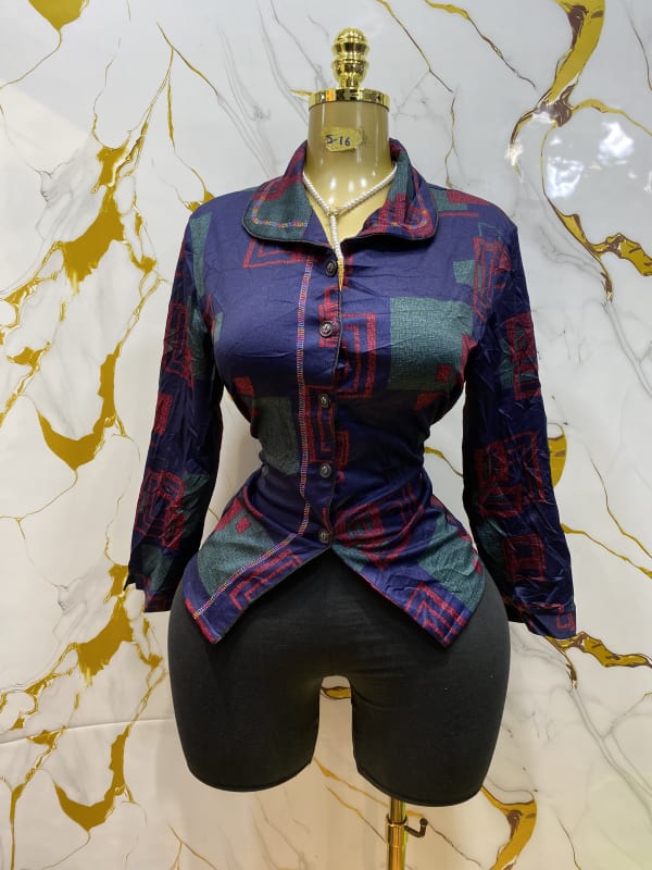 Women's Vintage Print Button-Up Shirt