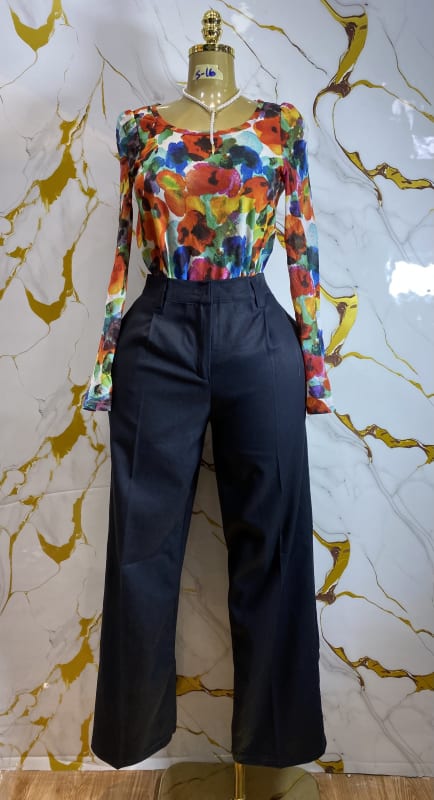 Women's Black Wide-Leg Trousers