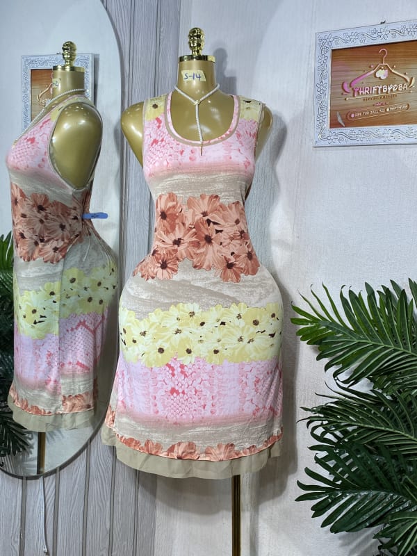 Floral Print Sleeveless Tank Dress - Multi-Color Summer Casual