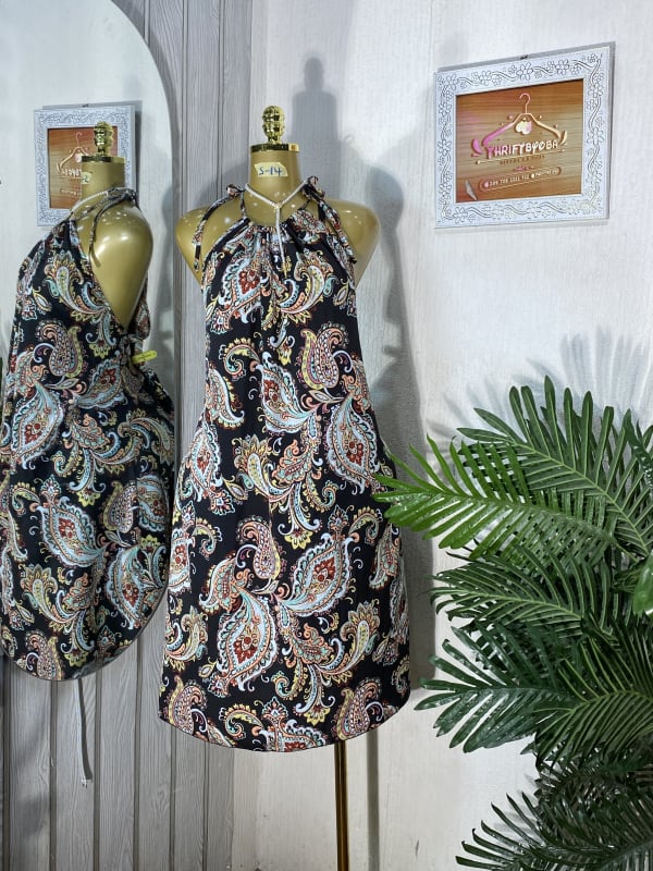 Boho Paisley Print Halter Neck Summer Dress