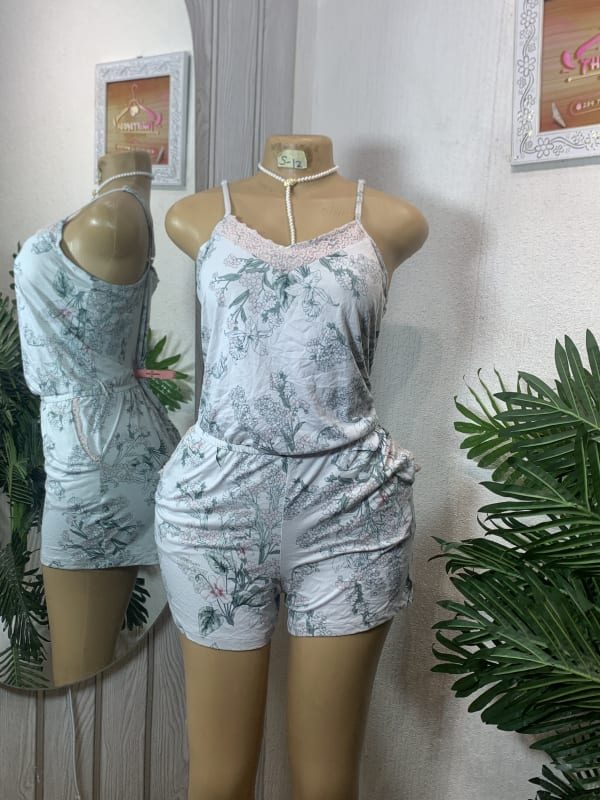 Women's Floral Print Spaghetti Strap Romper Sleepwear