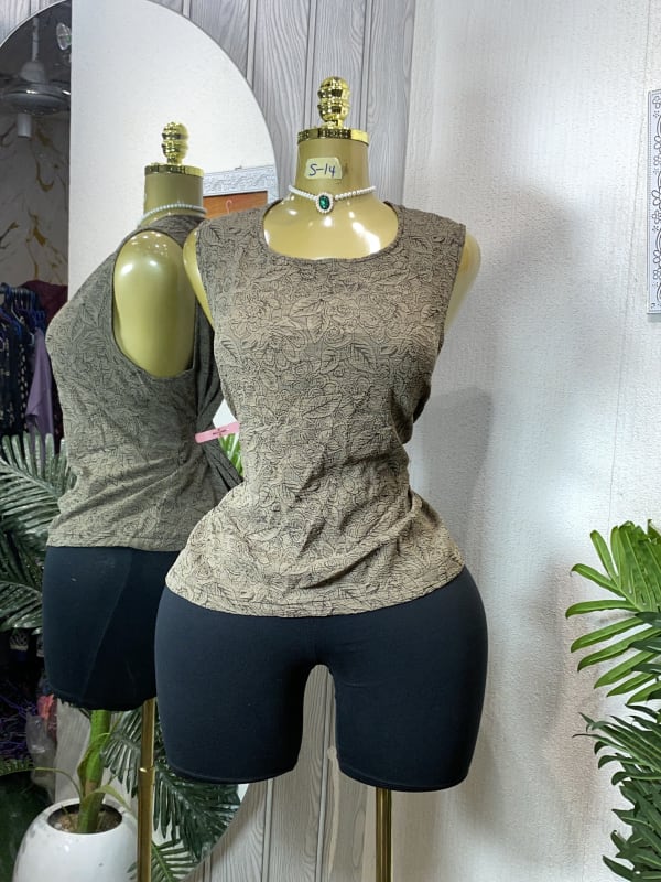 Women's Brown Floral Sleeveless Tank Top