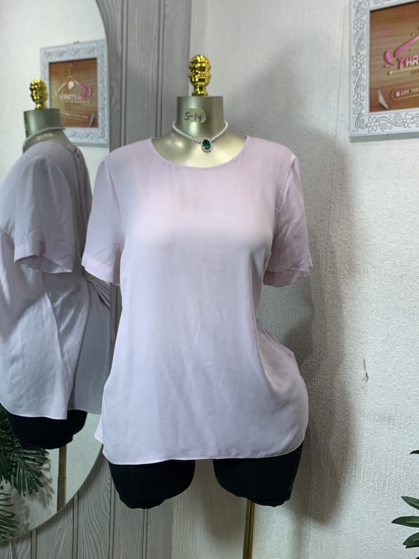 Light Pink Short Sleeve Sheer Blouse