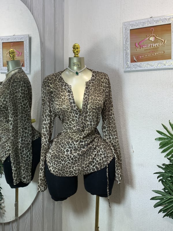Leopard Print V-Neck Wrap Top - Chic & Versatile