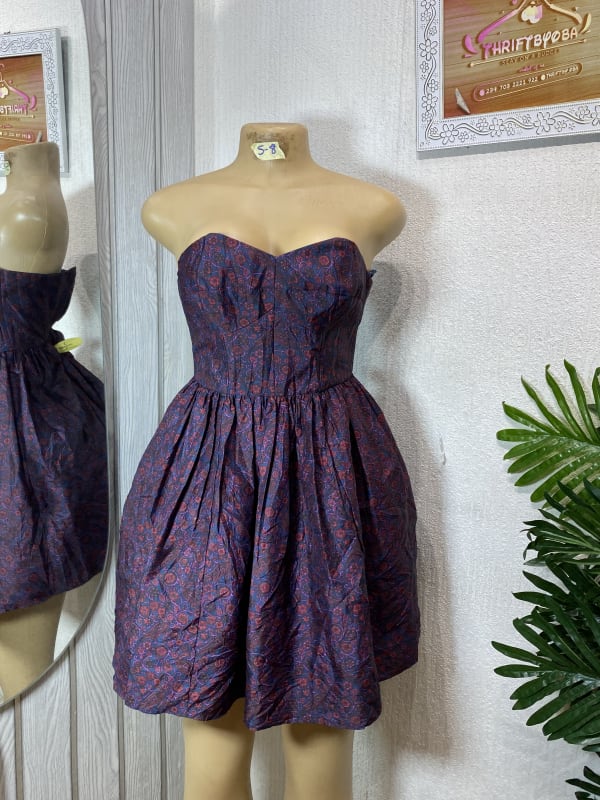 Vintage Floral Strapless Fit and Flare Mini Dress