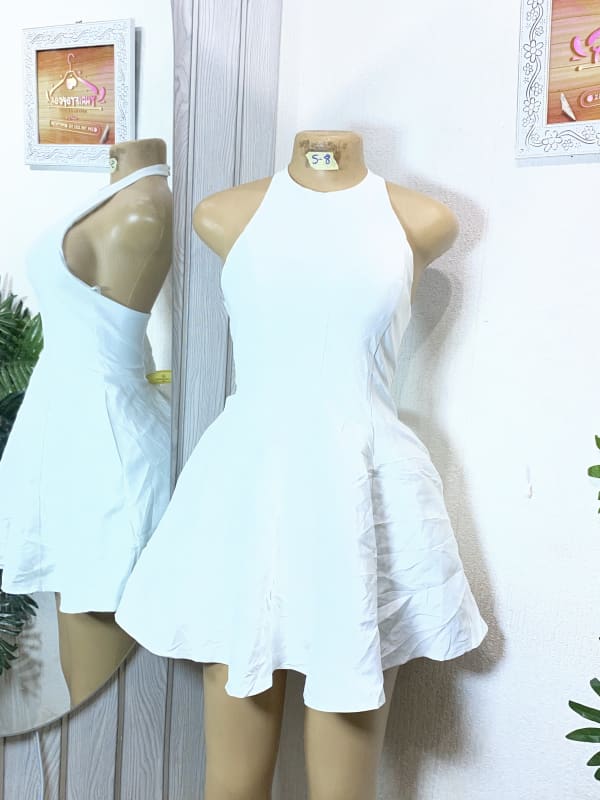 Sleeveless White Mini Skater Dress