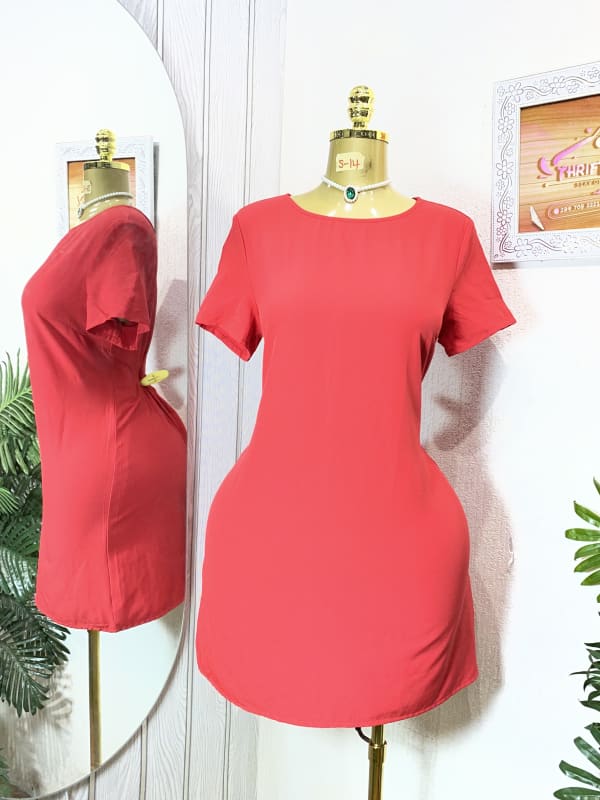 Classic Vibrant Red Short Sleeve Casual Mini Dress