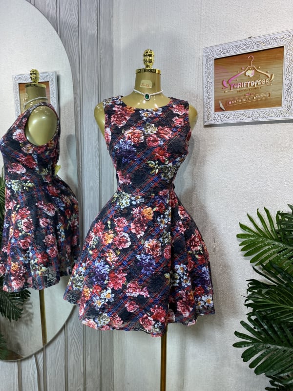 Floral Print Sleeveless Fit and Flare Mini Dress