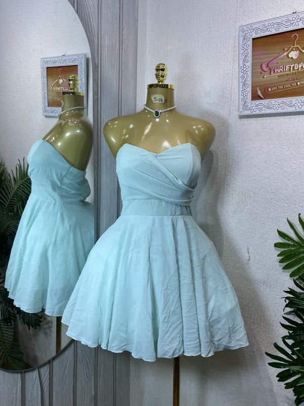 Elegant Strapless Mint Green Mini Party Dress