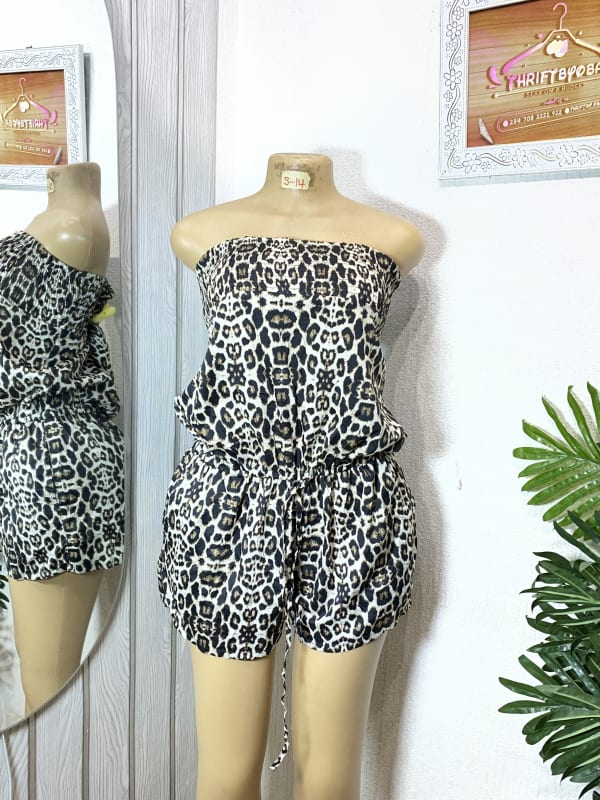 Women's Strapless Leopard Print Romper