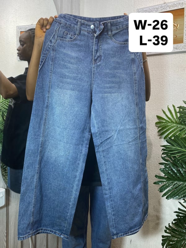 Women's High-Waisted Wide-Leg Blue Denim Jeans