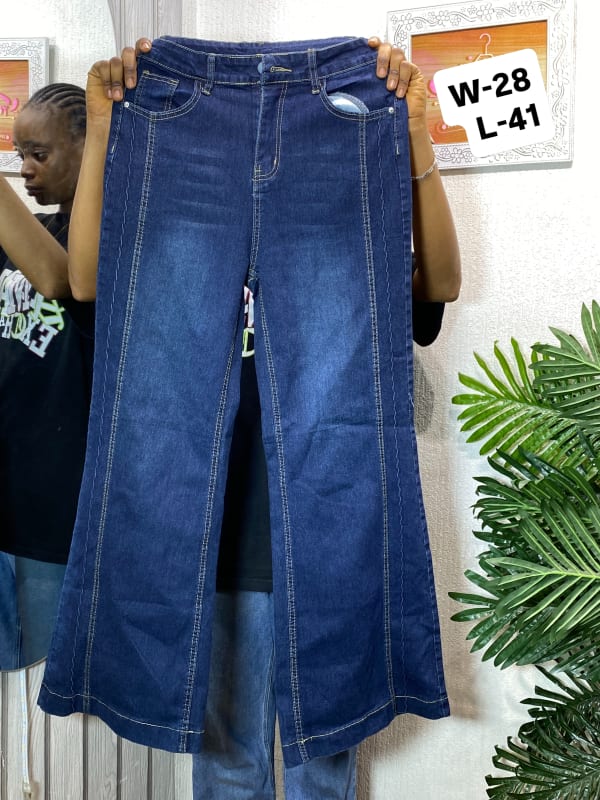 Women's High-Rise Wide-Leg Denim Jeans - Dark Wash