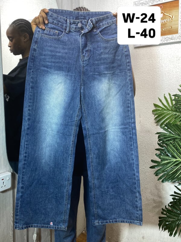 Women's High-Waisted Wide-Leg Denim Jeans - Blue