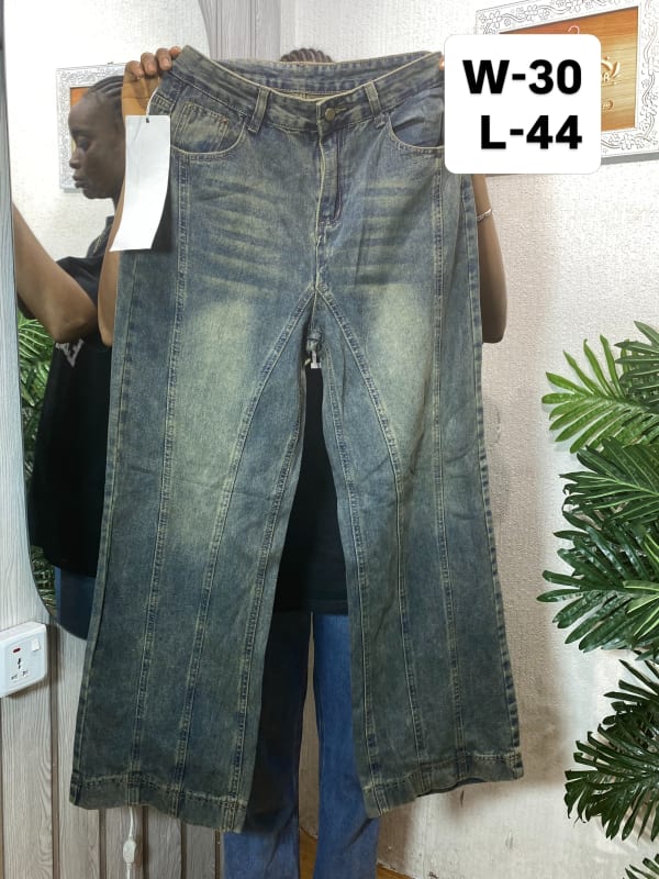 Vintage Wash High-Waisted Wide Leg Panel Jeans