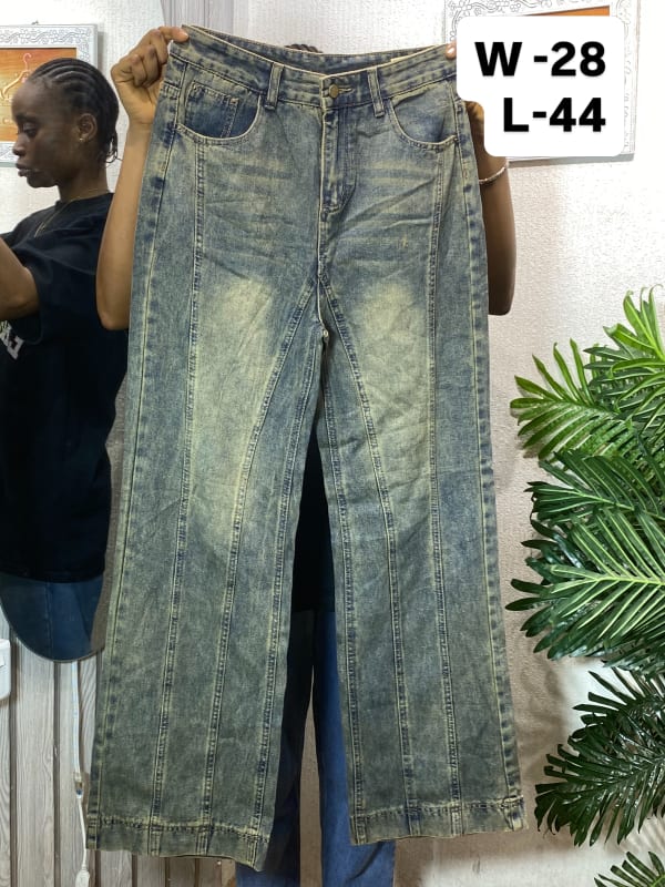 Vintage Wash High-Rise Wide Leg Panel Jeans