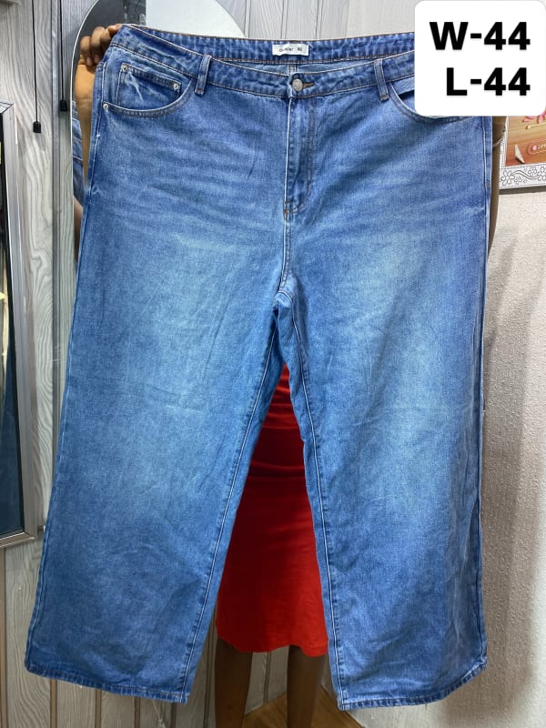 Women's Plus Size Wide Leg Denim Jeans - Mid Blue