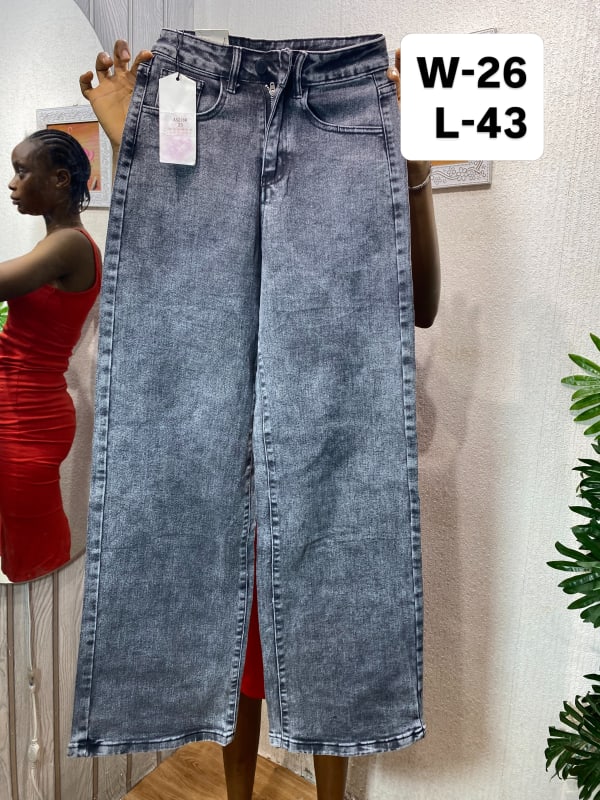 Women's High-Waisted Acid Wash Wide Leg Denim Jeans
