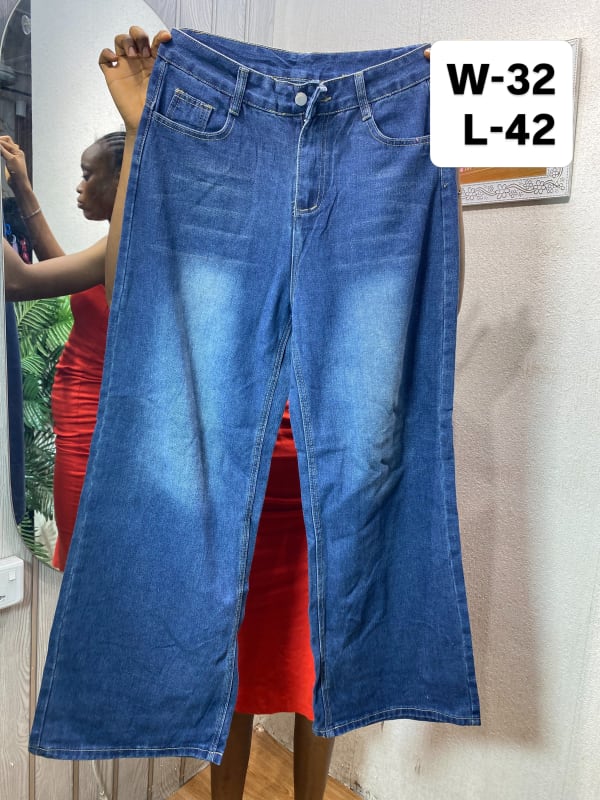 Women's High-Rise Wide Leg Blue Denim Jeans