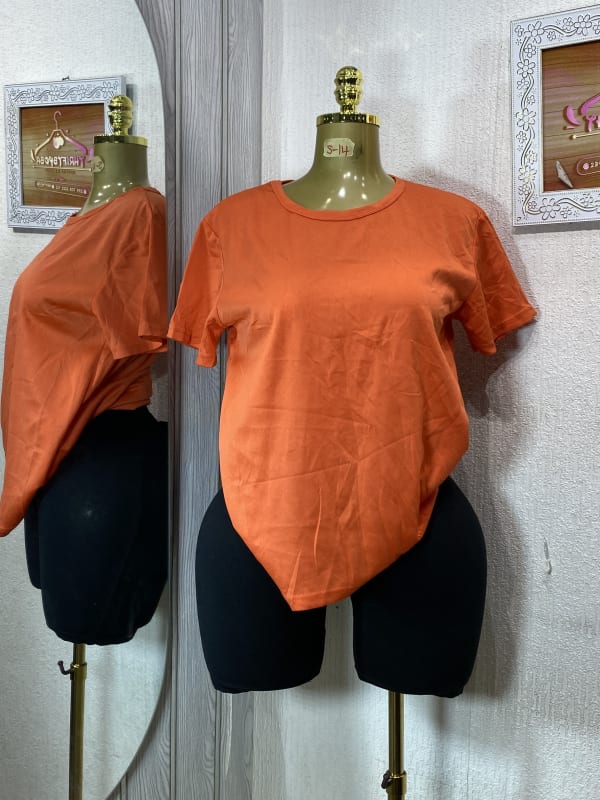 Classic Vibrant Orange Short Sleeve Crew Neck T-Shirt