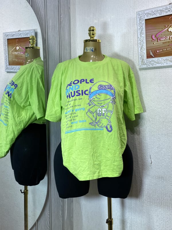 Neon Green Graphic Print Casual Unisex T-Shirt