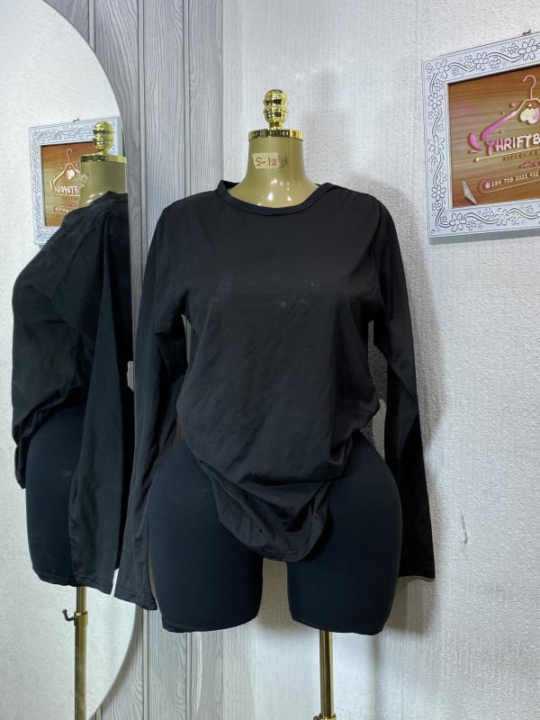 Essential Black Long Sleeve Crew Neck T-Shirt