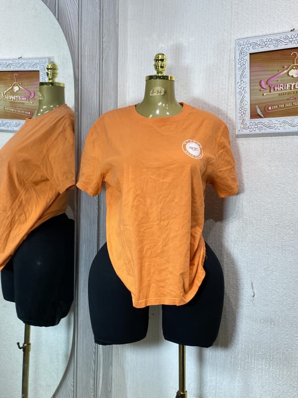 Unisex Orange Short-Sleeve Graphic Casual T-Shirt